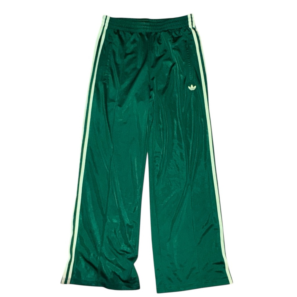 adidas Teal Satin Track Pants with Elastic Waist - Picture 2 of 4